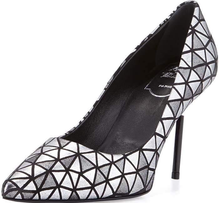 Silver Roger Vivier Stiletto Sphère Pumps in Leather