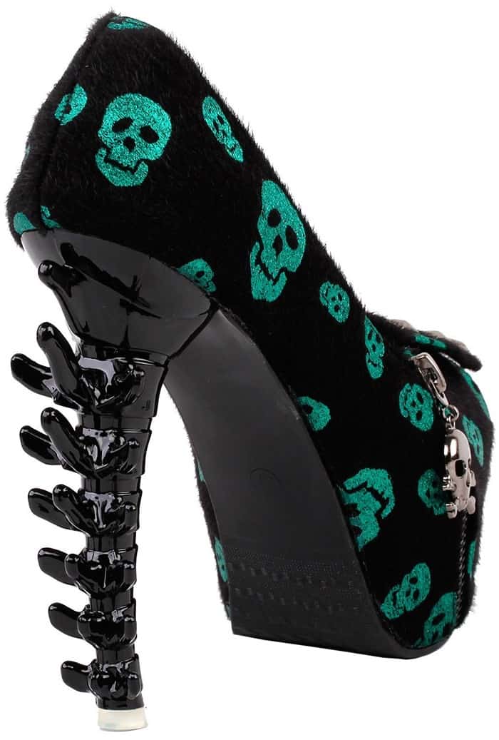  Skull Zipper Peep-toe Platform Bone Heel