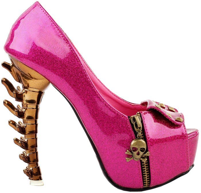  Skull Zipper Peep-toe Platform Bone Heel