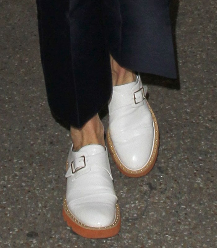 Stella McCartney wears a pair of "Odette" loafers from her own collection