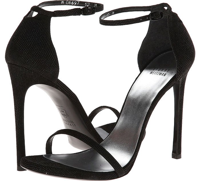 Stuart Weitzman "Nudist" Sandals Black Goosebumps