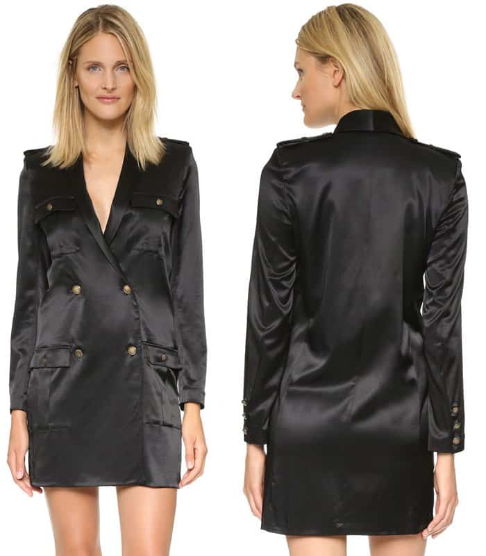 The Kooples Loose Satin Tuxedo Dress