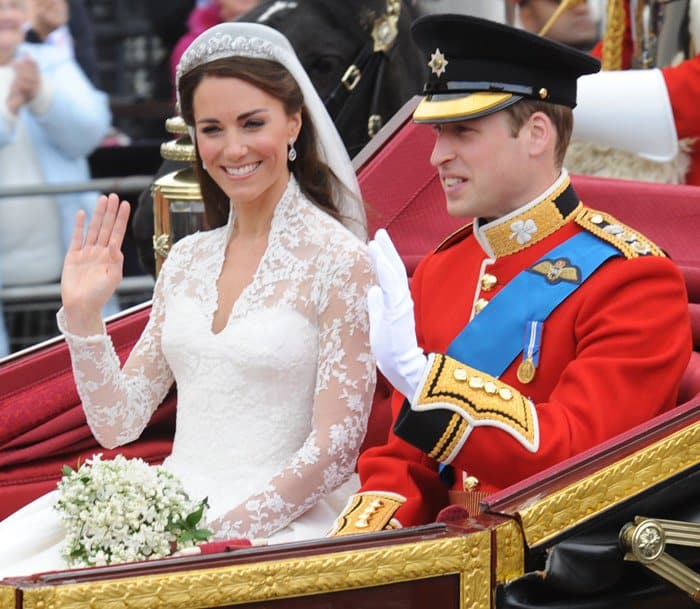 Kate Middleton and Prince William at The Royal Wedding at Westminster Abbey in London