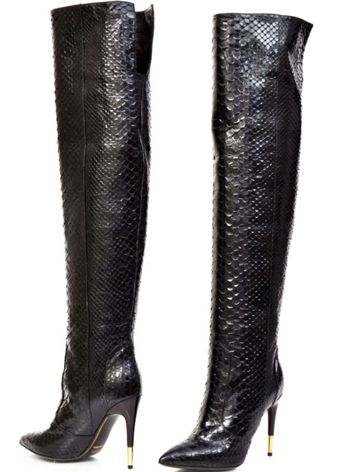 Tom Ford Black Snake Over-the-Knee Boots