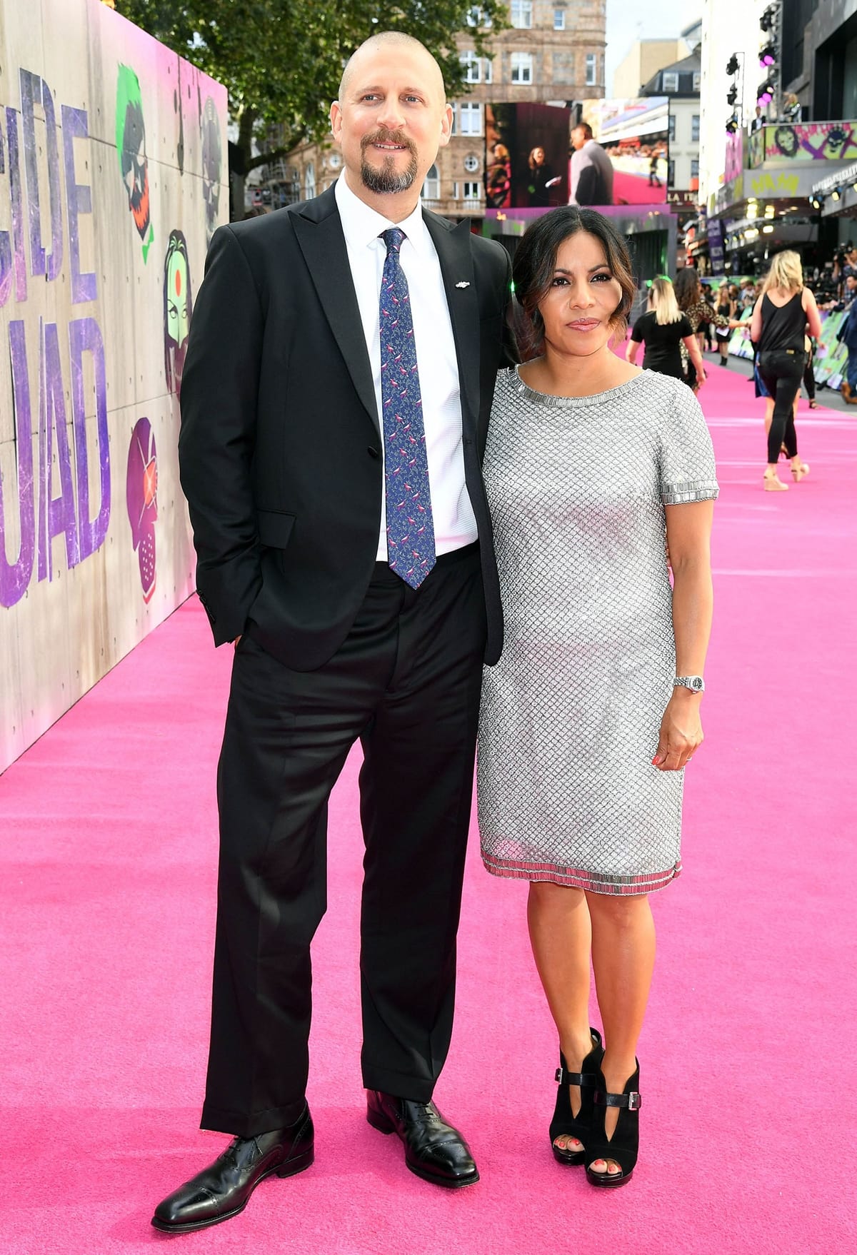 US director David Ayer and his much shorter wife Mireya Ayer at the European premiere of the film Suicide Squad