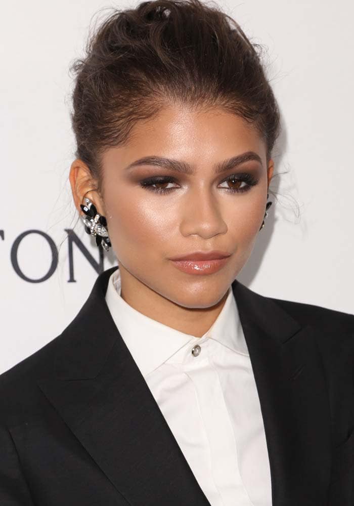 Zendaya wears her hair up at the 6th Annual amfAR Inspiration Gala