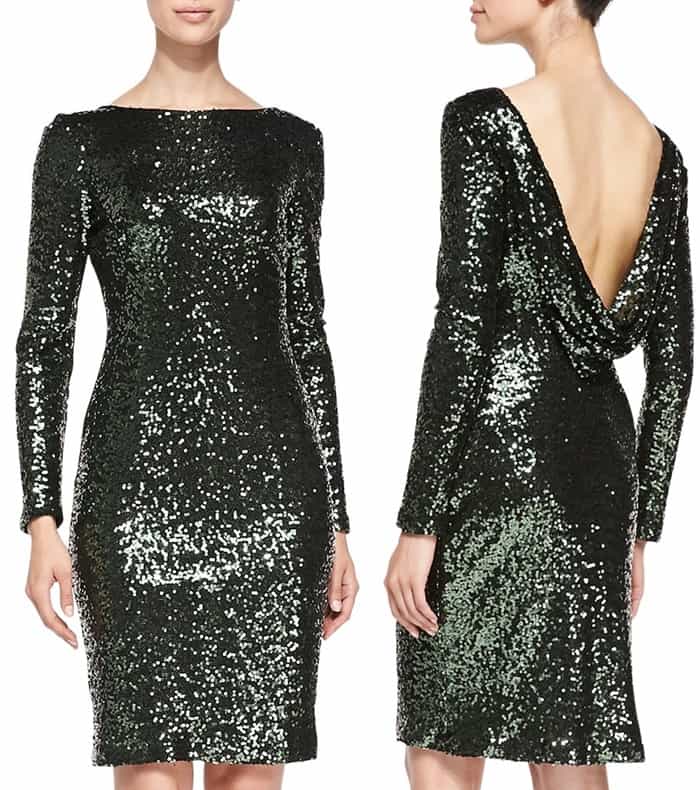 Badgely Mischka Emerald Sequined Dress