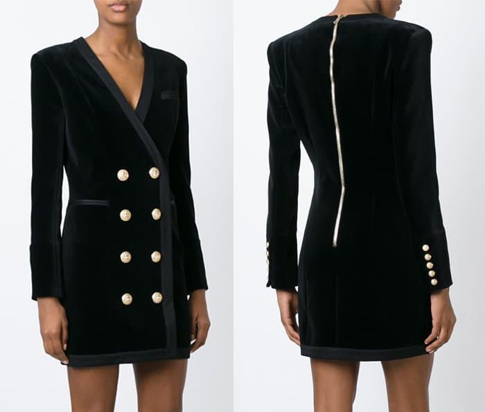 Balmain Double Breasted Velvet Dress