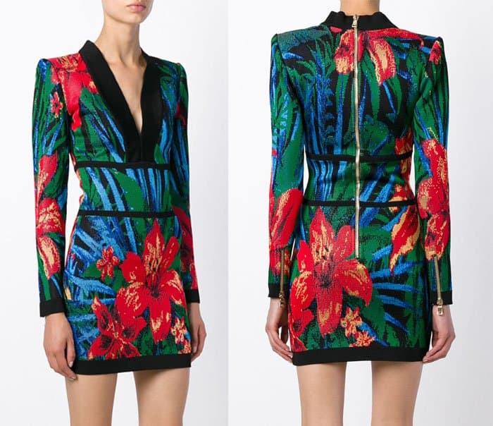 Balmain Floral Jacquard Mini Dress