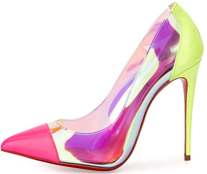 Christian Louboutin "Debout" Patent/PVC Red Sole Pump in Multicolor