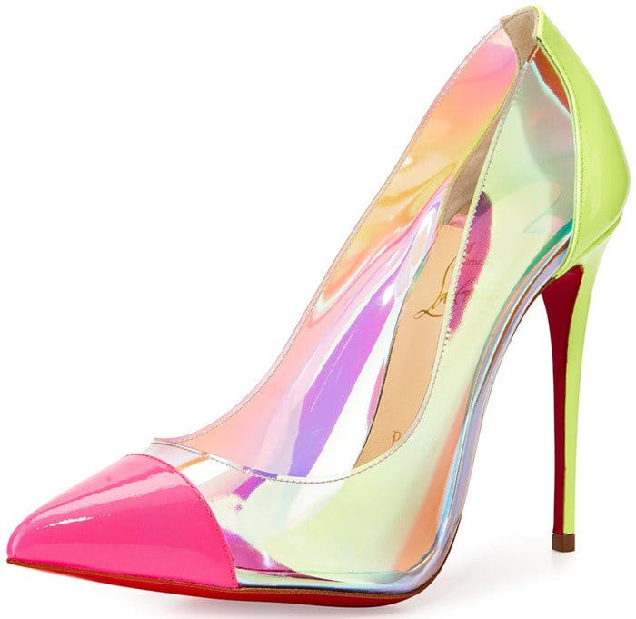 Christian Louboutin "Debout" Patent/PVC Red Sole Pump in Multicolor