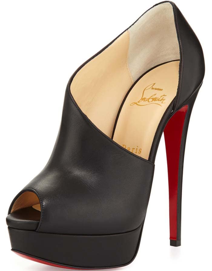 Christian Louboutin "Verita" Asymmetric Red Sole Bootie in Black