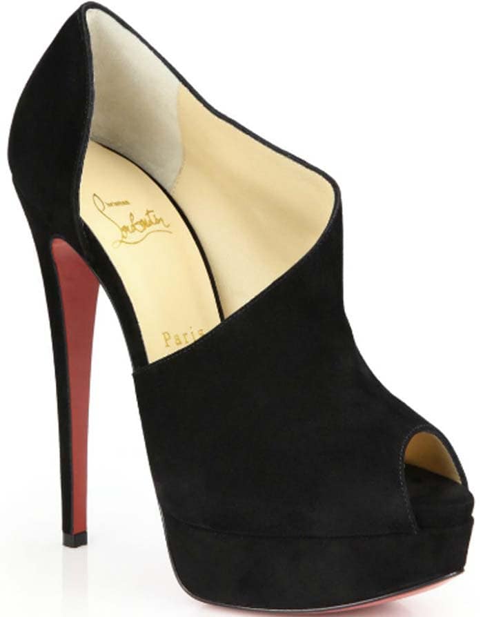 Christian Louboutin "Verita" Asymmetrical Cutout Suede Booties