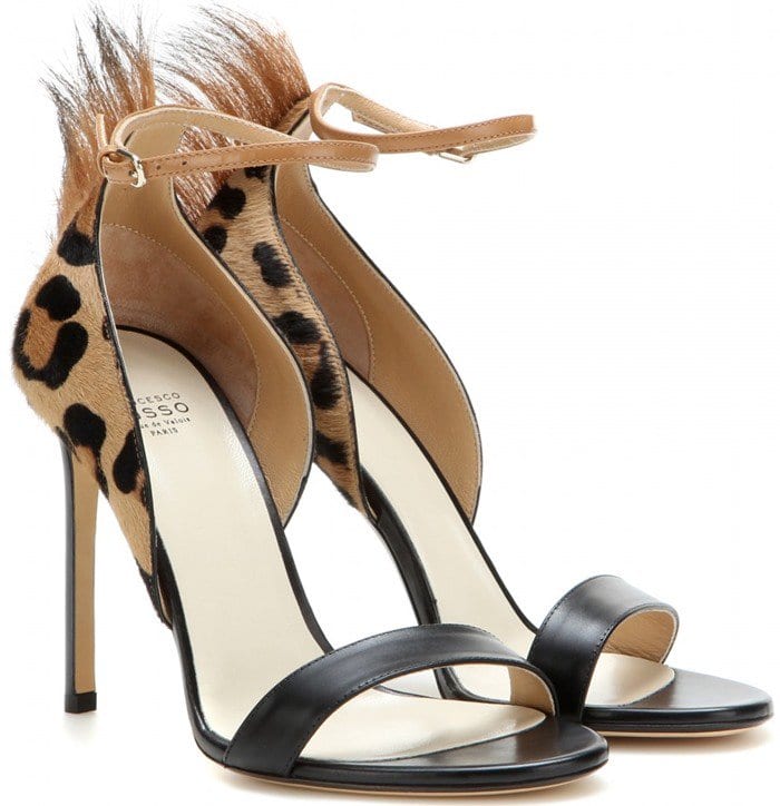 Francesco Russo Leopard Print Embellished leather sandals