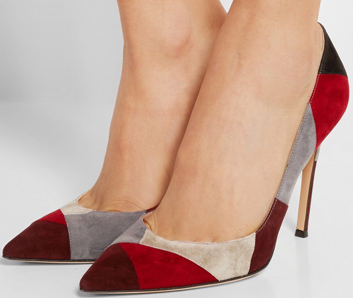 Gianvito Rossi 100 suede pumps patchwork