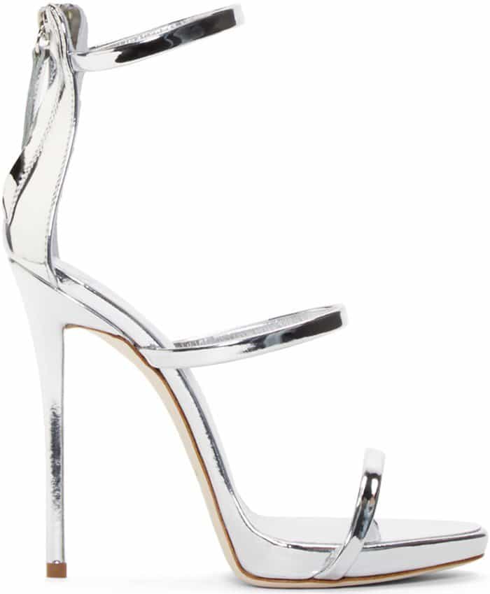 Giuseppe Zanotti Silver Coline Heeled Sandals