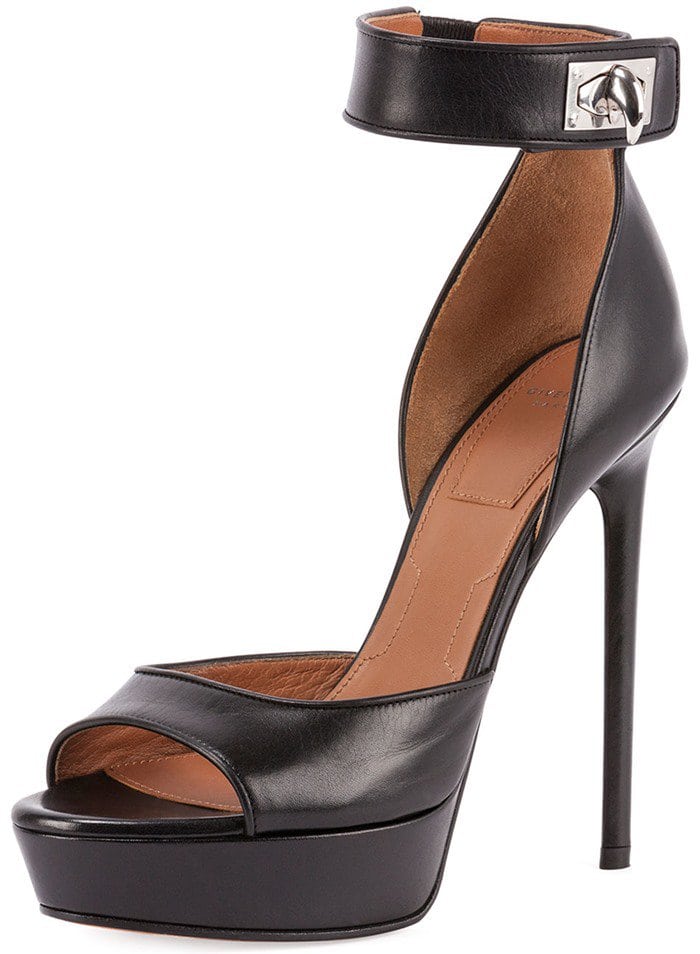 Givenchy Black Leather Shark-lock Dorsay Sandal