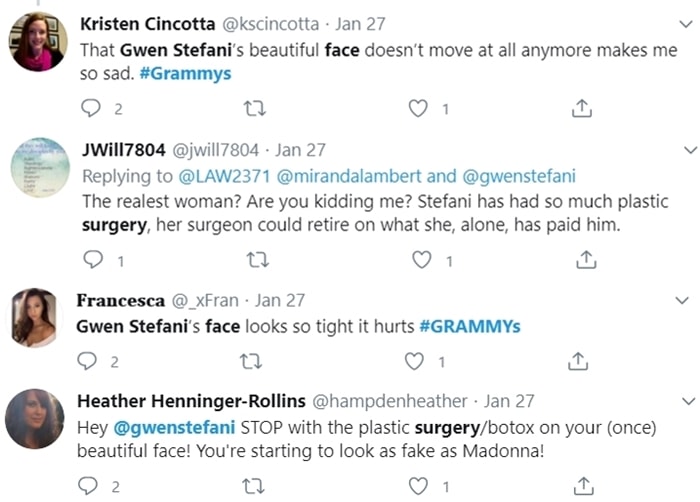 Gwen Stefani fans accusing her of plastic surgery
