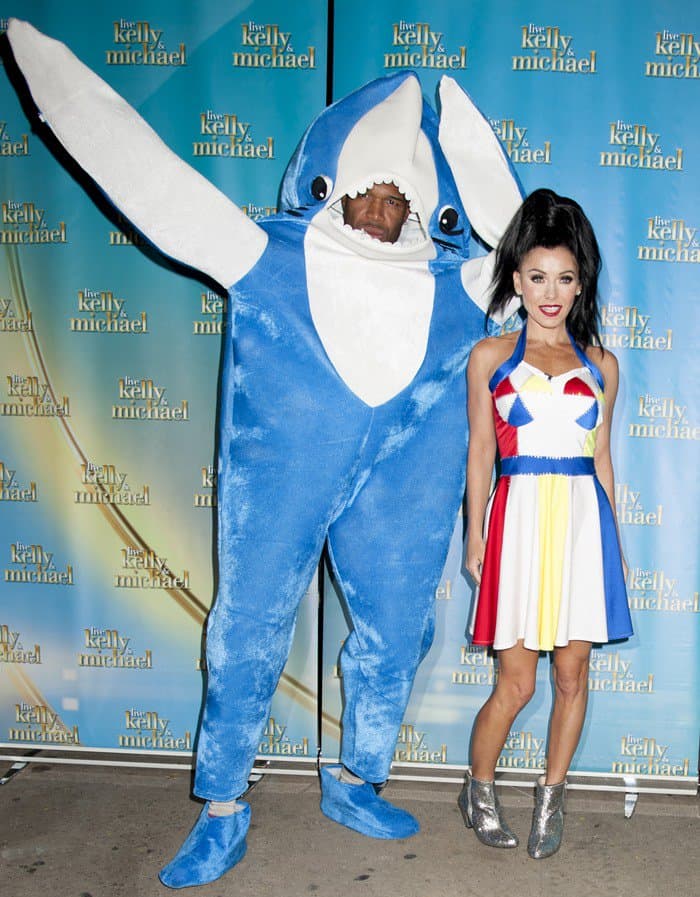 During the Halloween episode of "Live With Kelly And Michael," Michael Strahan donned the iconic costume of Katy Perry's infamous left shark while Kelly Ripa transformed herself into Katy Perry