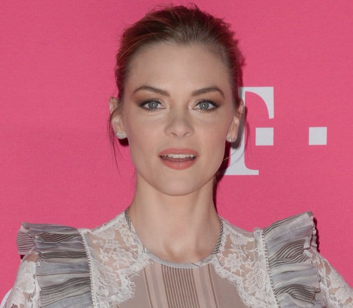 Jaime King looks stunning with her sleek updo and flawless makeup, highlighting her striking eyes and radiant complexion