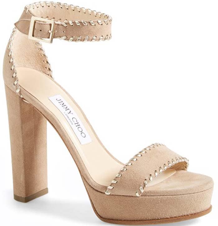 Jimmy Choo Holly Sandal in Nude Suede