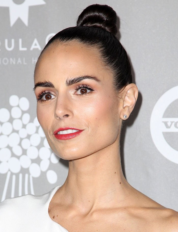 Jordana Brewster wears her hair up at the 2015 Baby2Baby Gala