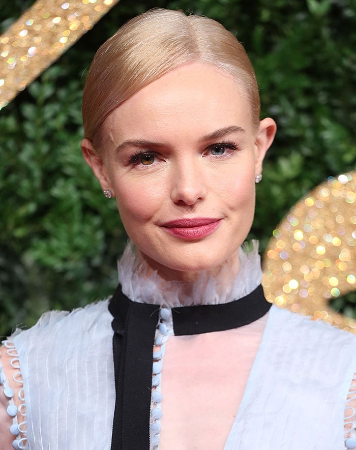 Kate Bosworth wears her hair back at the 2015 British Fashion Awards