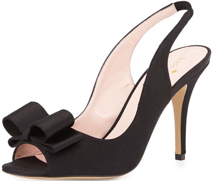 Kate Spade New York "Celeste" Satin Slingback Pump in Black