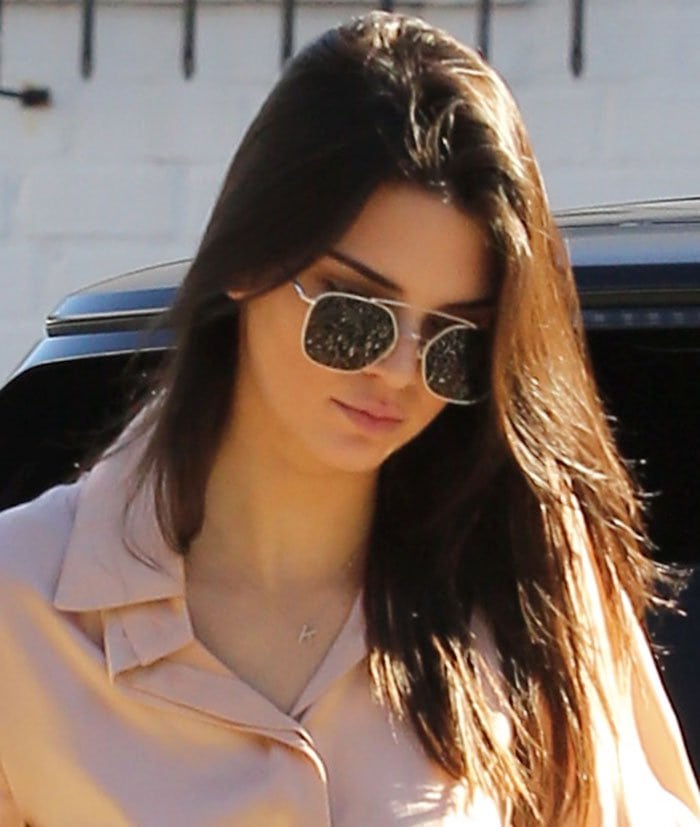 Kendall Jenner wears her hair down as she gets lunch at Mauro's Cafe Fred Segal and goes shopping at XIV Karats