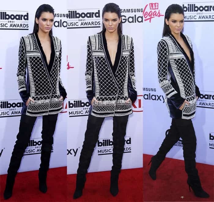 During the 2015 Billboard Music Awards, Kendall Jenner looked absolutely breathtaking in a black Balmain blazer embellished with pearls and sequins