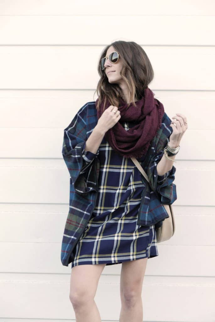 Kiara's plaid mini dress and plaid jacket