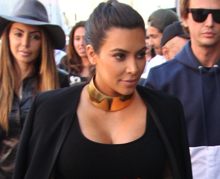 Kim Kardashian once again sported Wolford's signature velvety knit tube-style "Fatal" dress