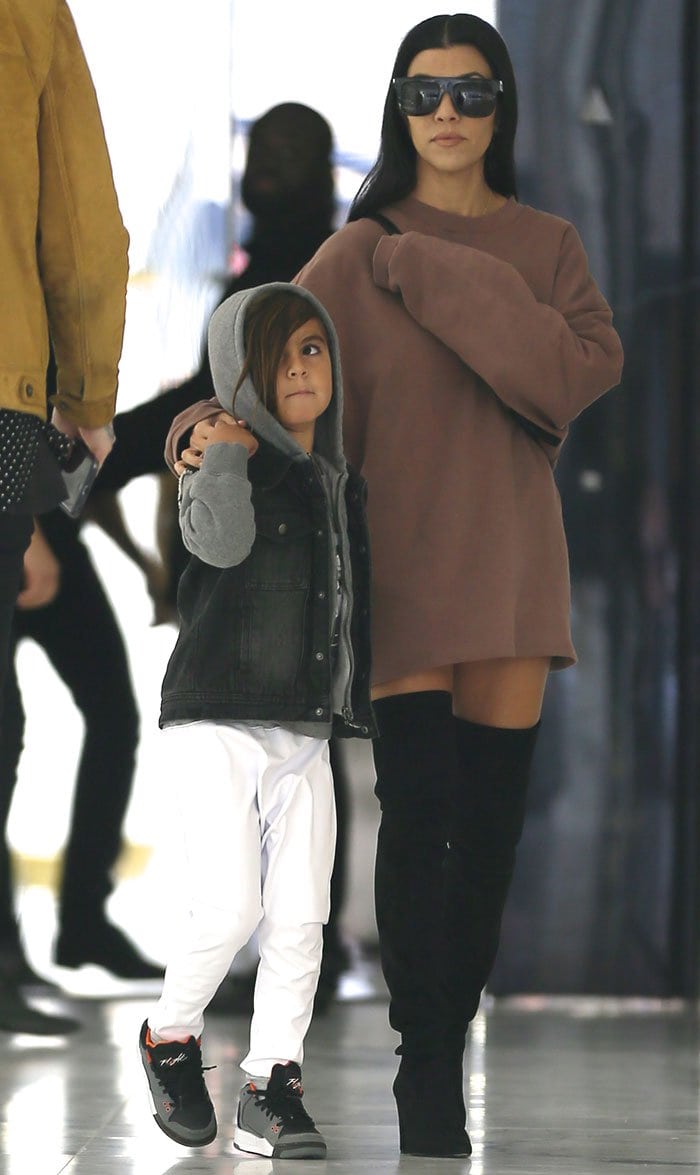 Kourtney Kardashian and son Mason go on a shopping trip at Yves Saint Laurent