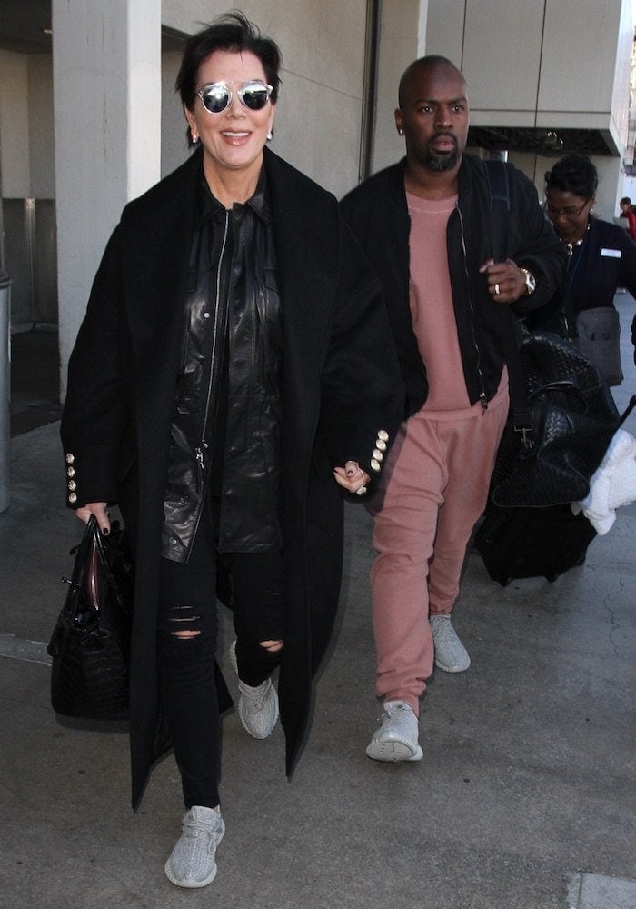 Kris Jenner and Corey Gamble sport matching Moonrock Adidas Yeezy Boost 350 sneakers