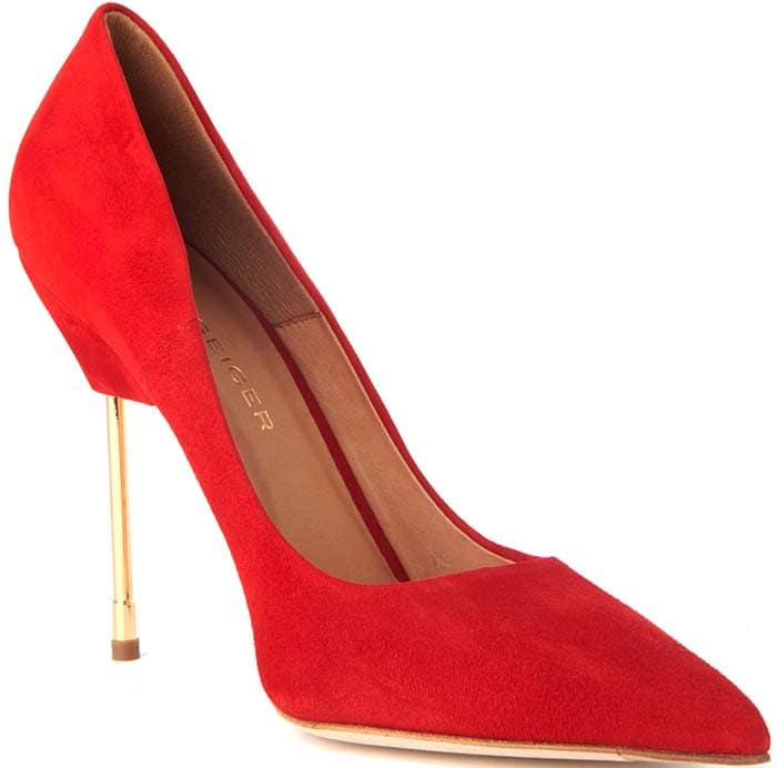 Kurt Geiger Britton Red Suede Court Shoes