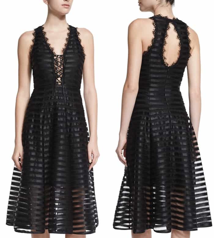 Nanette Lepore Lace-up Mesh Dress