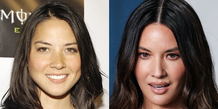 Olivia Munn's lips in 2006 and 2020 before and after possible plastic surgery