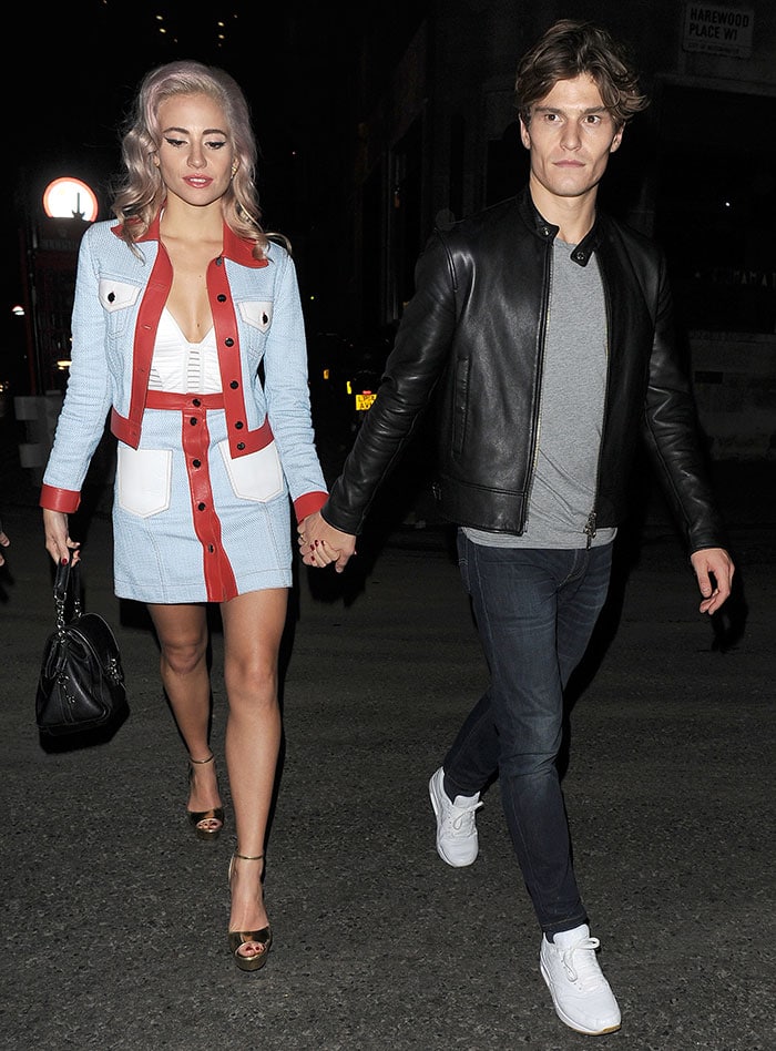 Pixie Lott and boyfriend Oliver Cheshire head to Tape nightclub