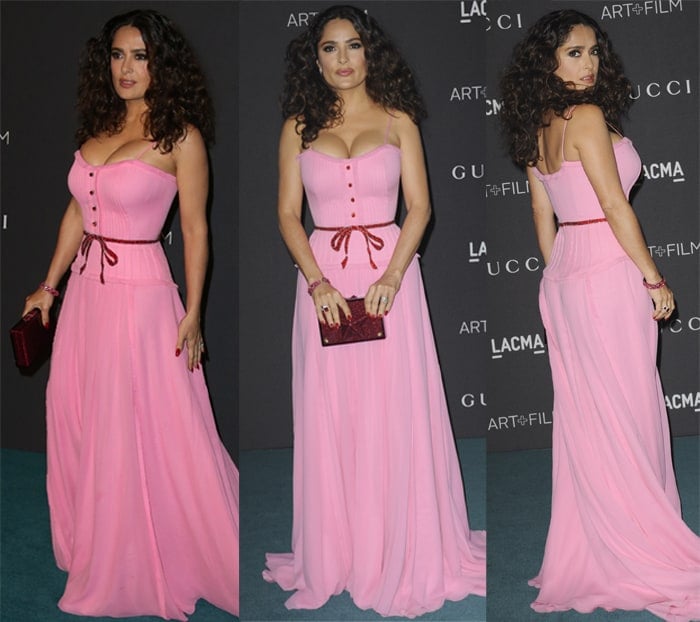 Salma Hayek's pink gown from Gucci’s Spring 2016 Collection