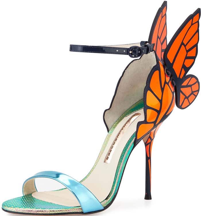 Orange Sophia Webster "Chiara" Butterfly Patent Leather Sandal