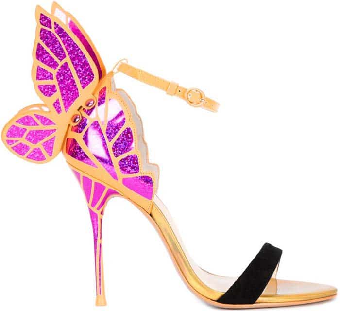 Pink Sophia Webster "Chiara" Butterfly Patent Leather Sandals