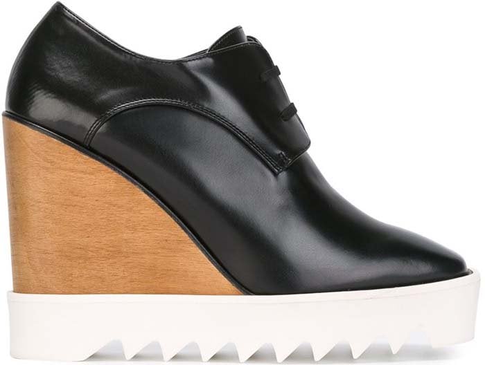 Stella McCartney Faux-Leather Wedge Oxford em Preto