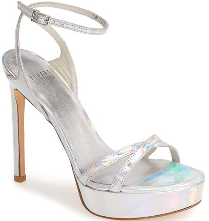 Stuart Weitzman Bebare Metallic Leather Platform Sandal