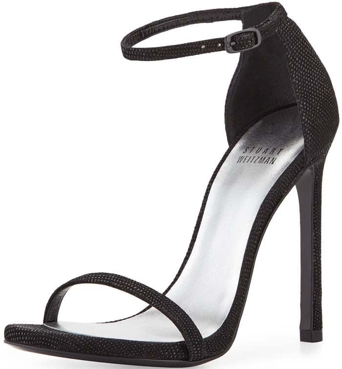 Black Stuart Weitzman "Nudist" Goosebump Napa Sandal