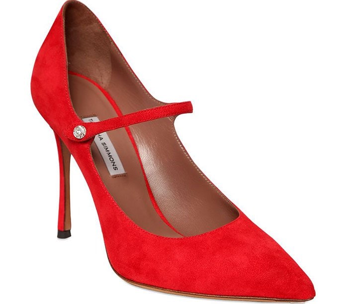 Tabitha Simmons Lula red suede Swarovski-pumps