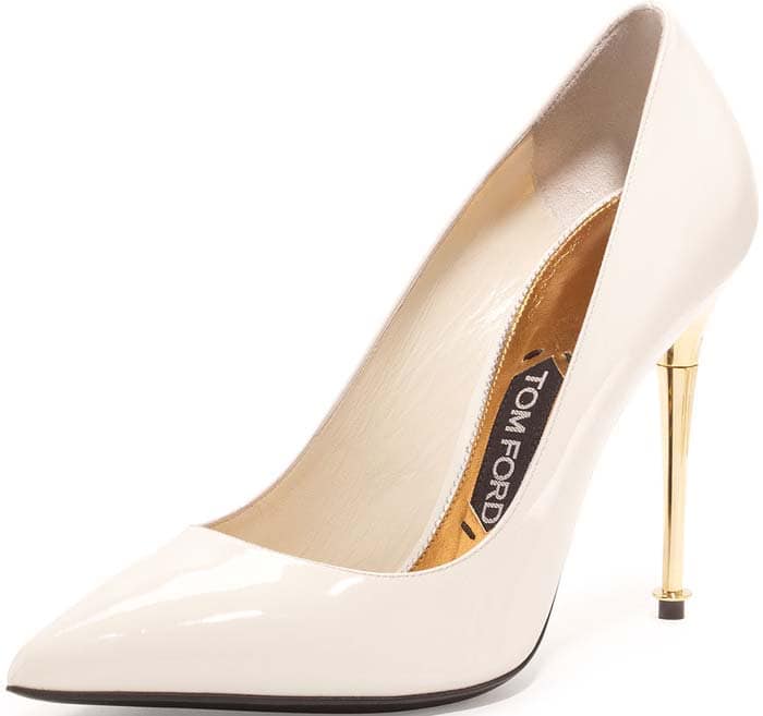 Tom Ford Patent Pin Heel Pumps in Chalk