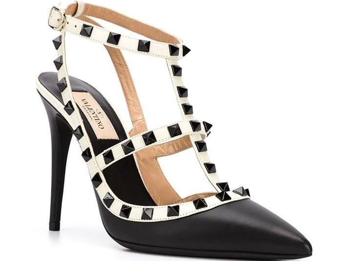 Valentino Rockstud Caged Pumps Black White