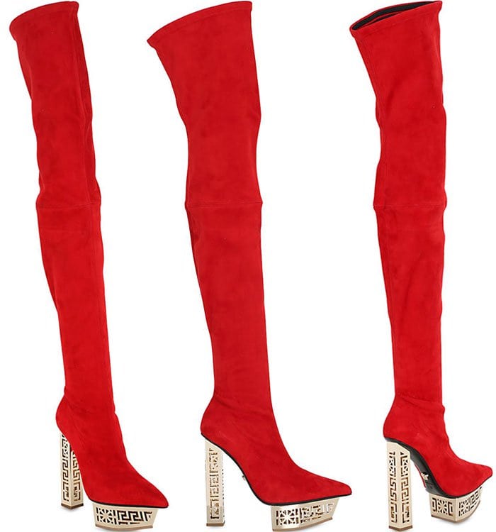 Versace Suede-Stretch Thigh-High Boots