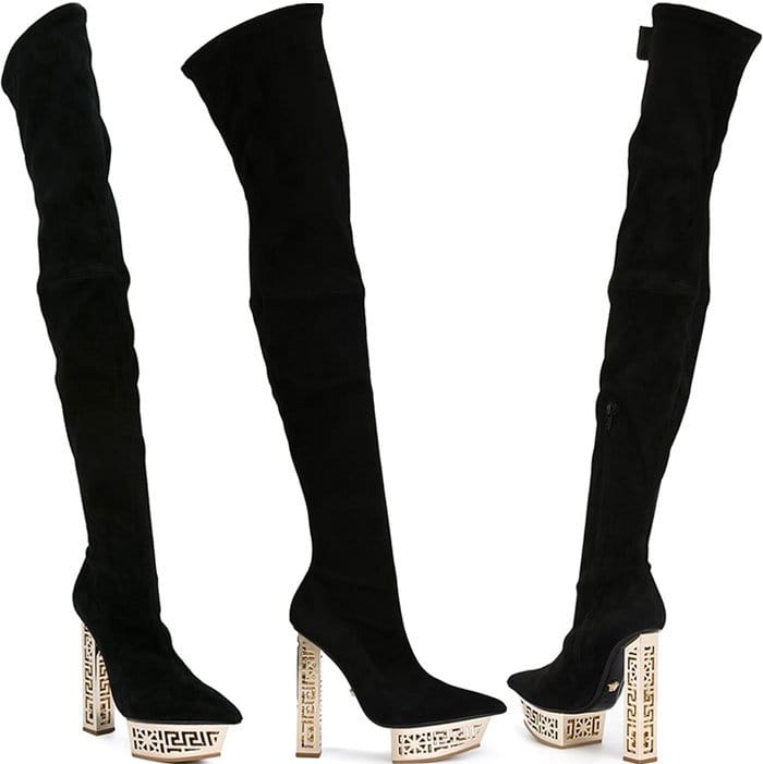 Versace Suede-Stretch Thigh-High Boots
