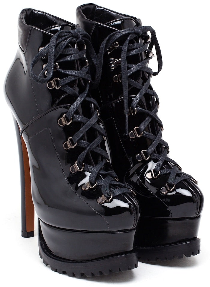 Black Azzedine Alaïa Patent Trecking Boots